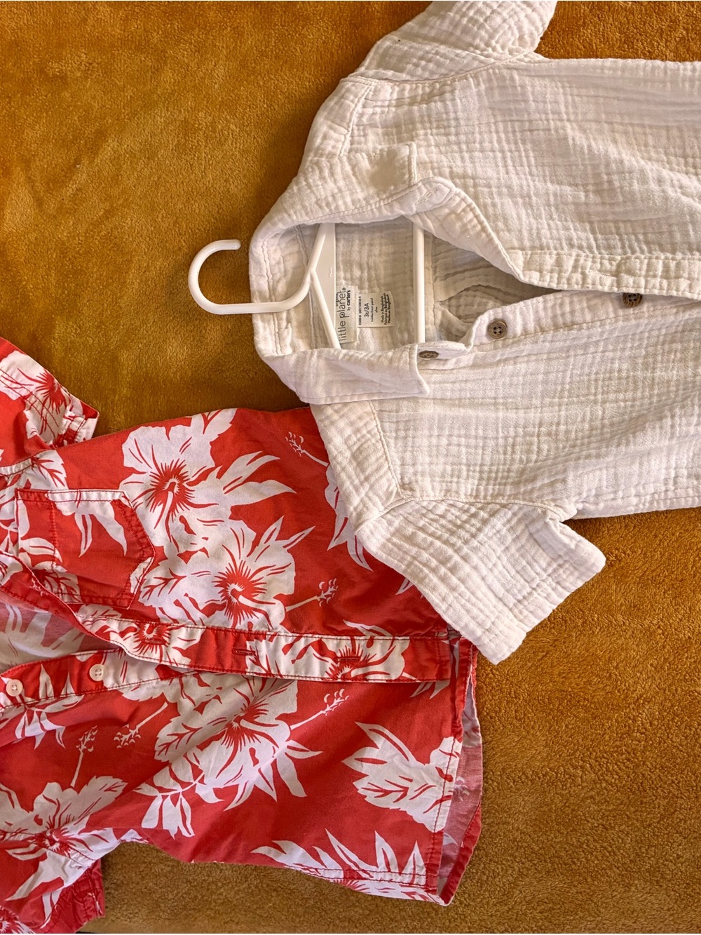 Carter's White Gauze Button-Down & Coral Floral Shirt Set